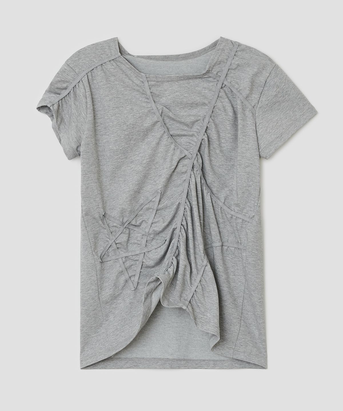 타입서비스(TYPESERVICE) Star Shirred Jersey Top [Gray]