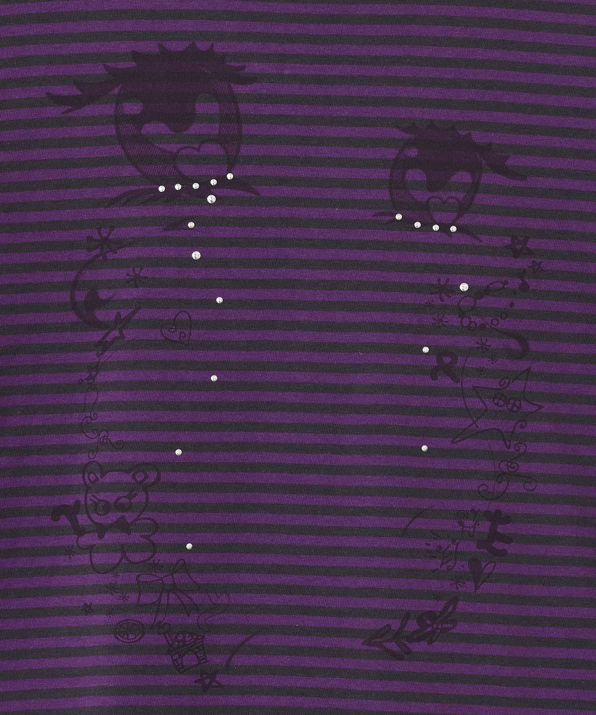 타입서비스(TYPESERVICE) Cry Eyes Stripe Short Sleeve Top [Purple]
