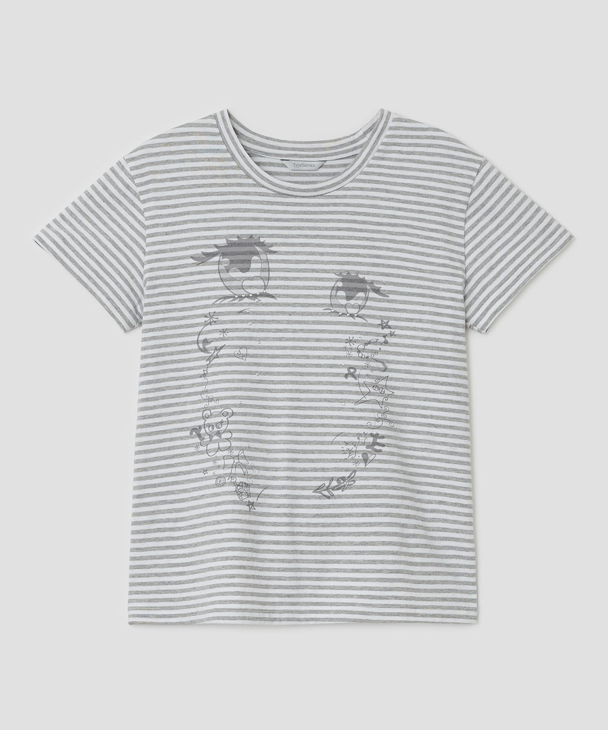 타입서비스(TYPESERVICE) Cry Eyes Stripe Short Sleeve Top [Gray]