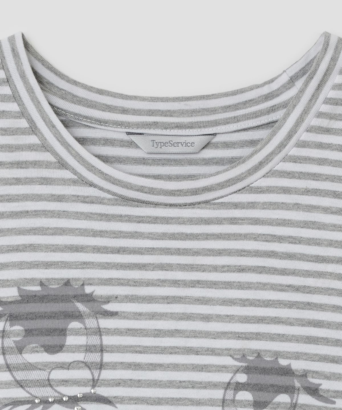타입서비스(TYPESERVICE) Cry Eyes Stripe Short Sleeve Top [Gray]