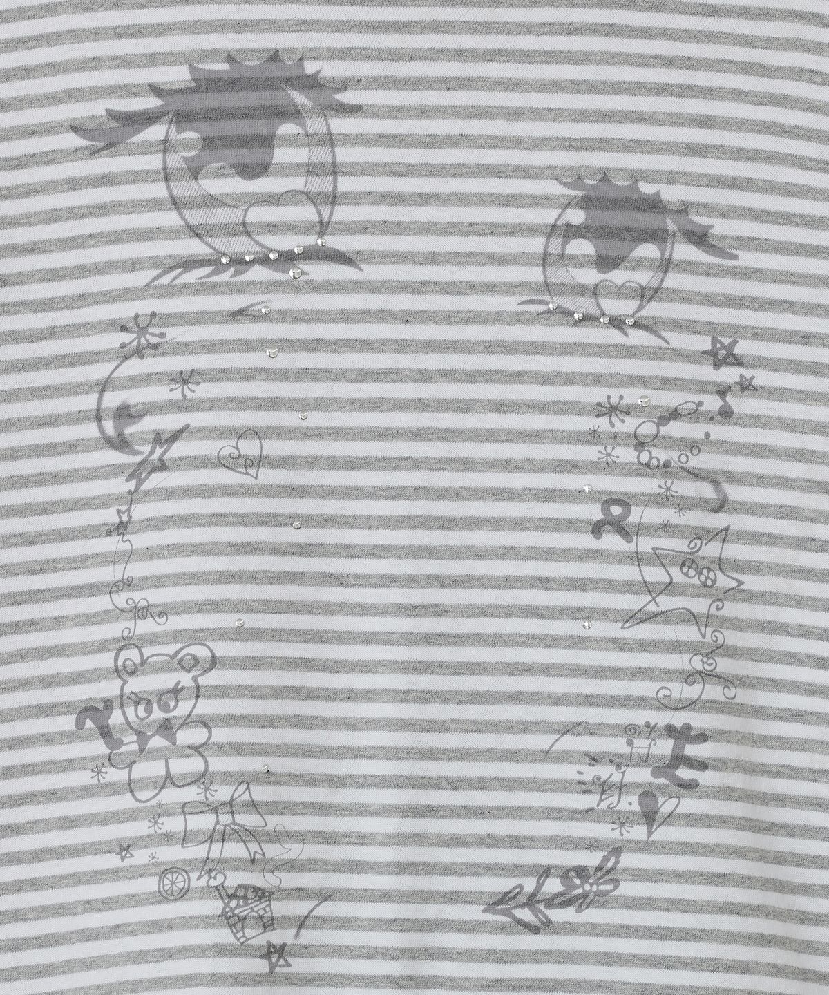 타입서비스(TYPESERVICE) Cry Eyes Stripe Short Sleeve Top [Gray]