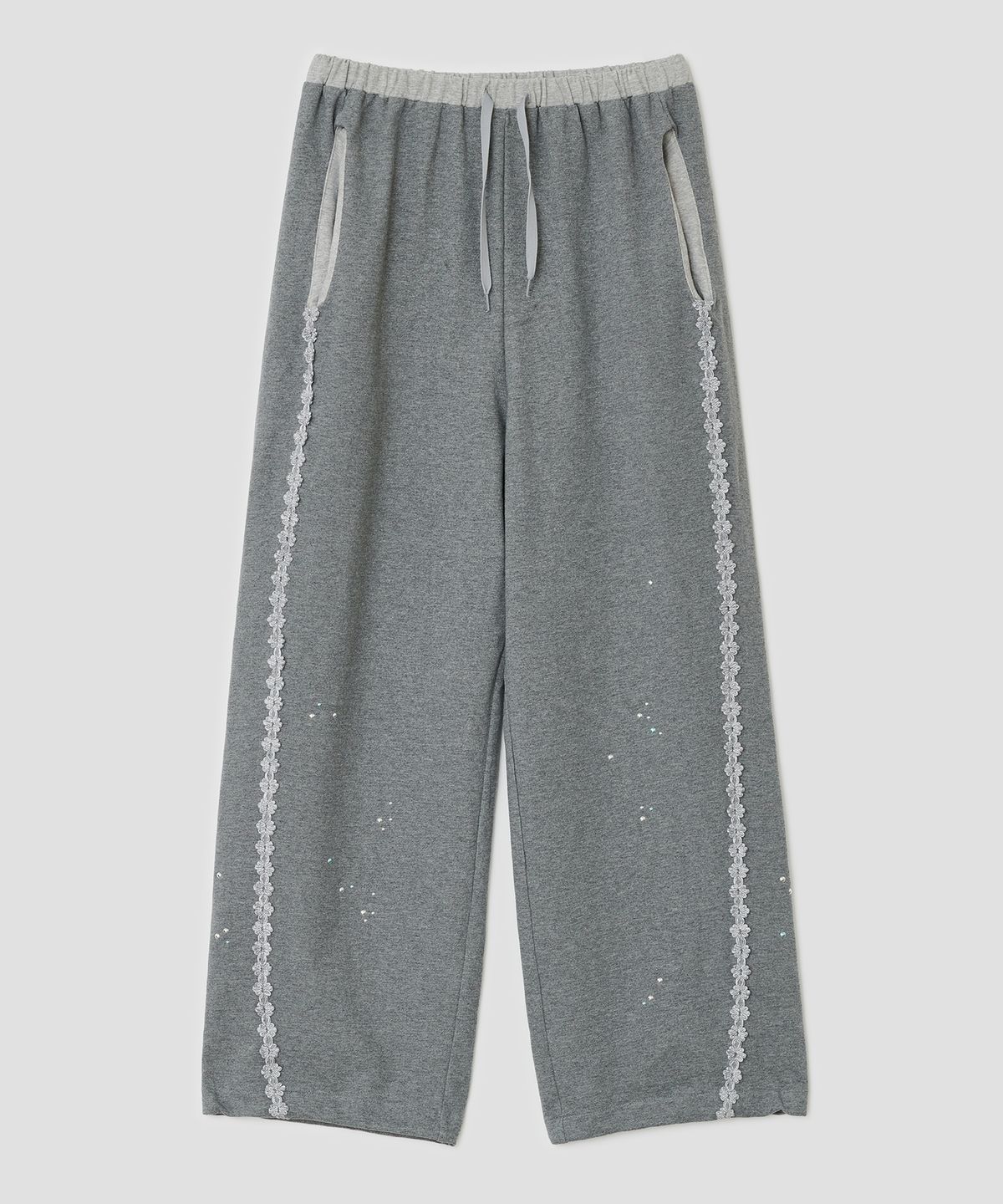 타입서비스(TYPESERVICE) Lace Trim Hotfix SweatPants [Gray]