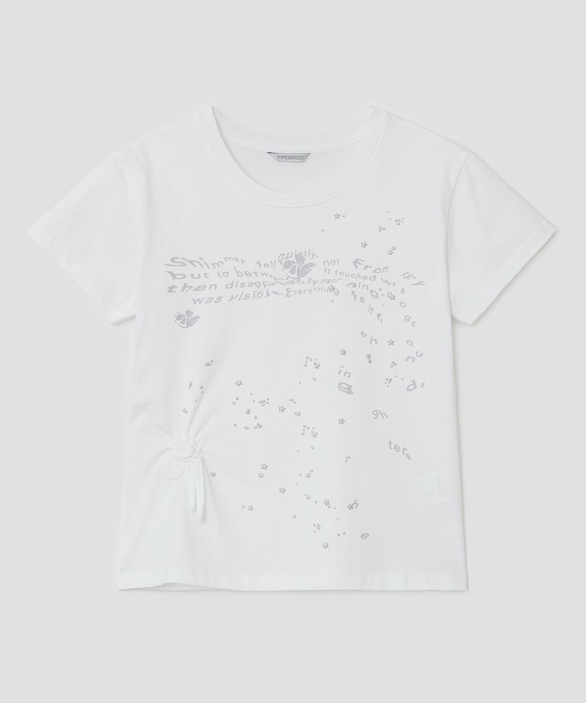 타입서비스(TYPESERVICE) Glittered Spiral Ruched Top [White]