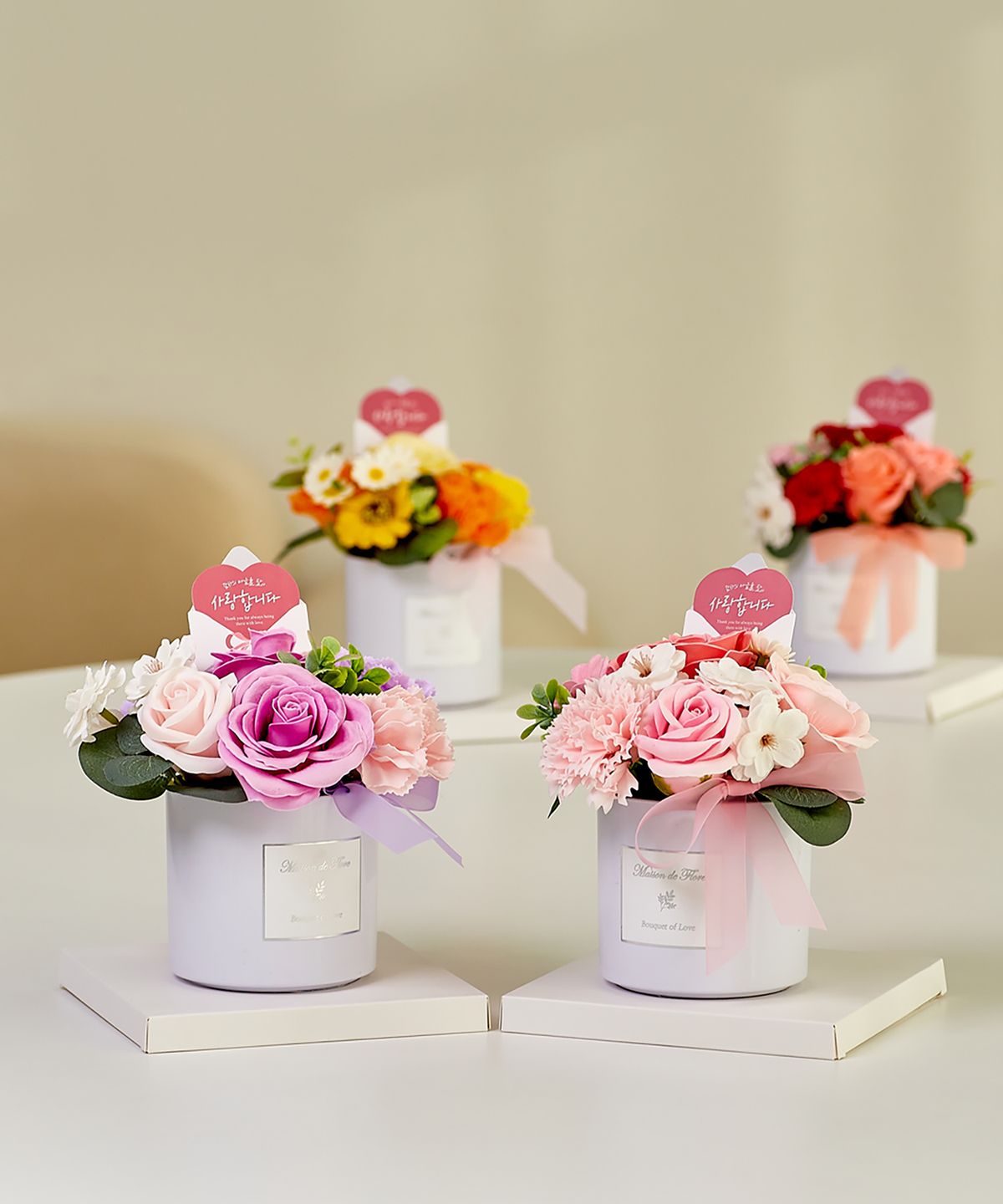 하우쎈스(HOUSENSE) 어버이날 카네이션 비누꽃 화분형 돈꽃다발 2size-4color (택1)
