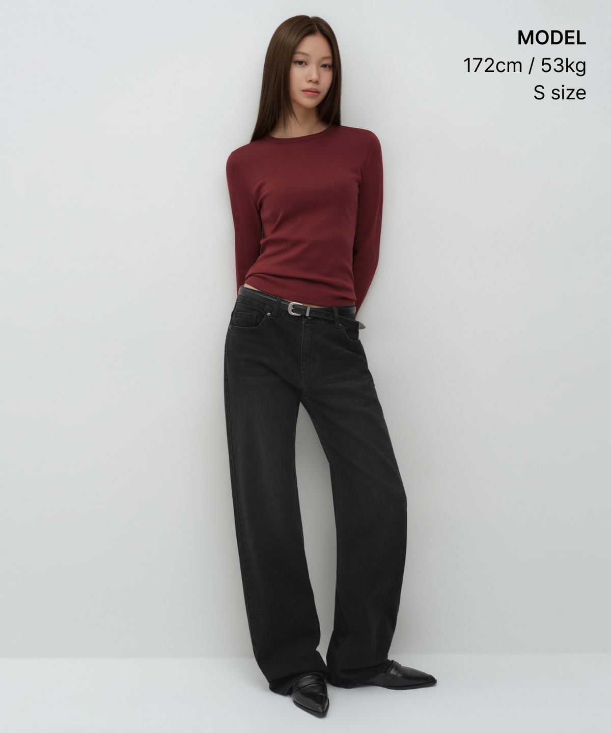 무신사 스탠다드 우먼(MUSINSA STANDARD WOMAN) 우먼즈 슬림 크루 넥 긴소매 티셔츠 [칠리 레드]