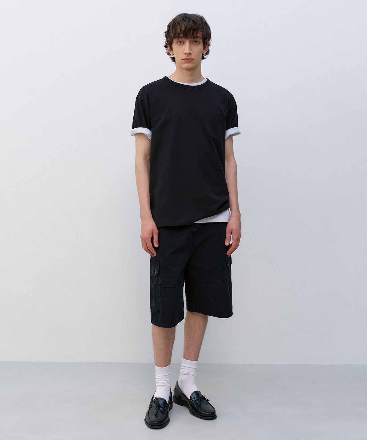 인사일런스(INSILENCE) HBT 카고 쇼츠 WASHED BLACK