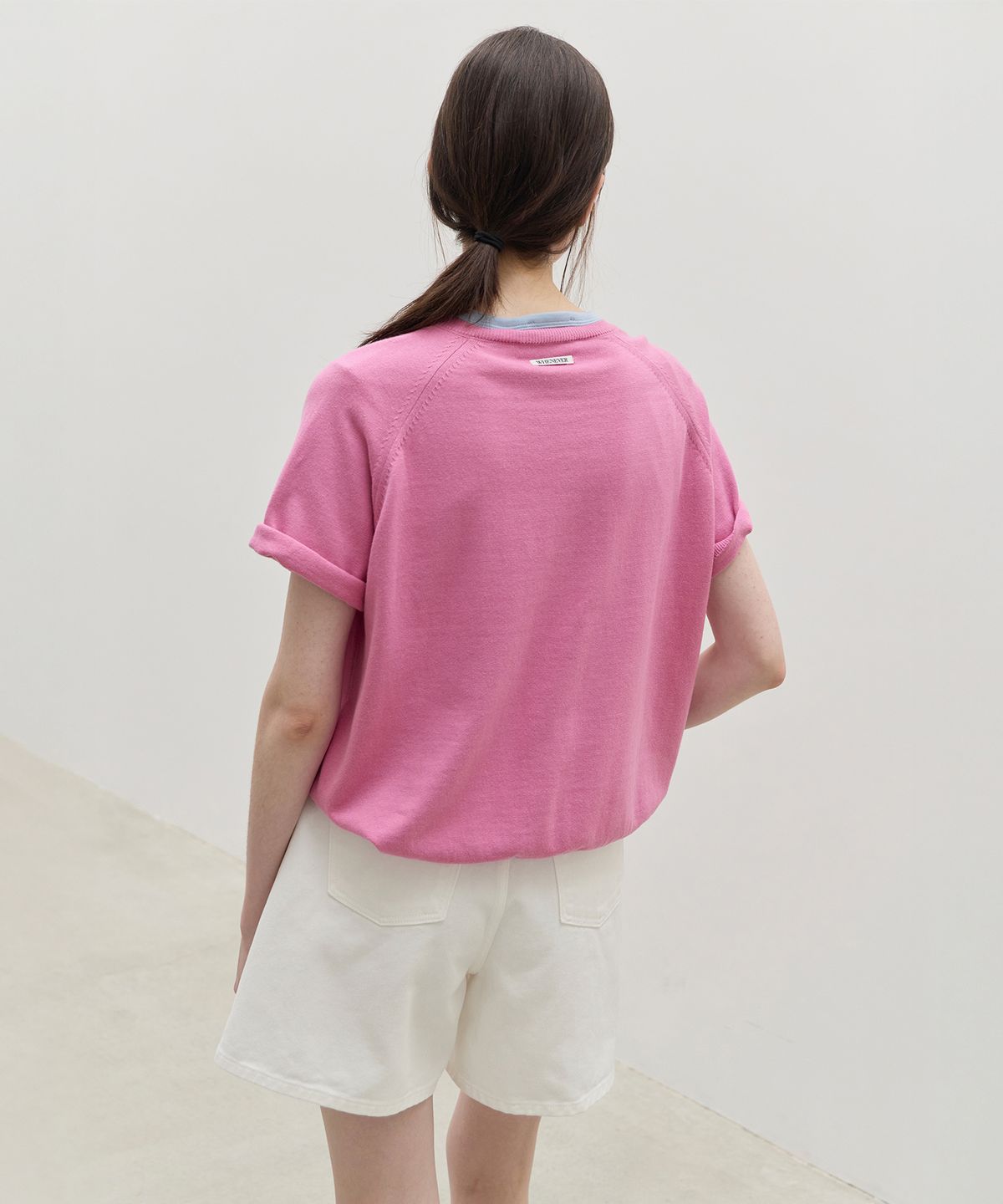르바(LEVAR) Fresh Cotton V-Neck Knit - BubbleGum Pink