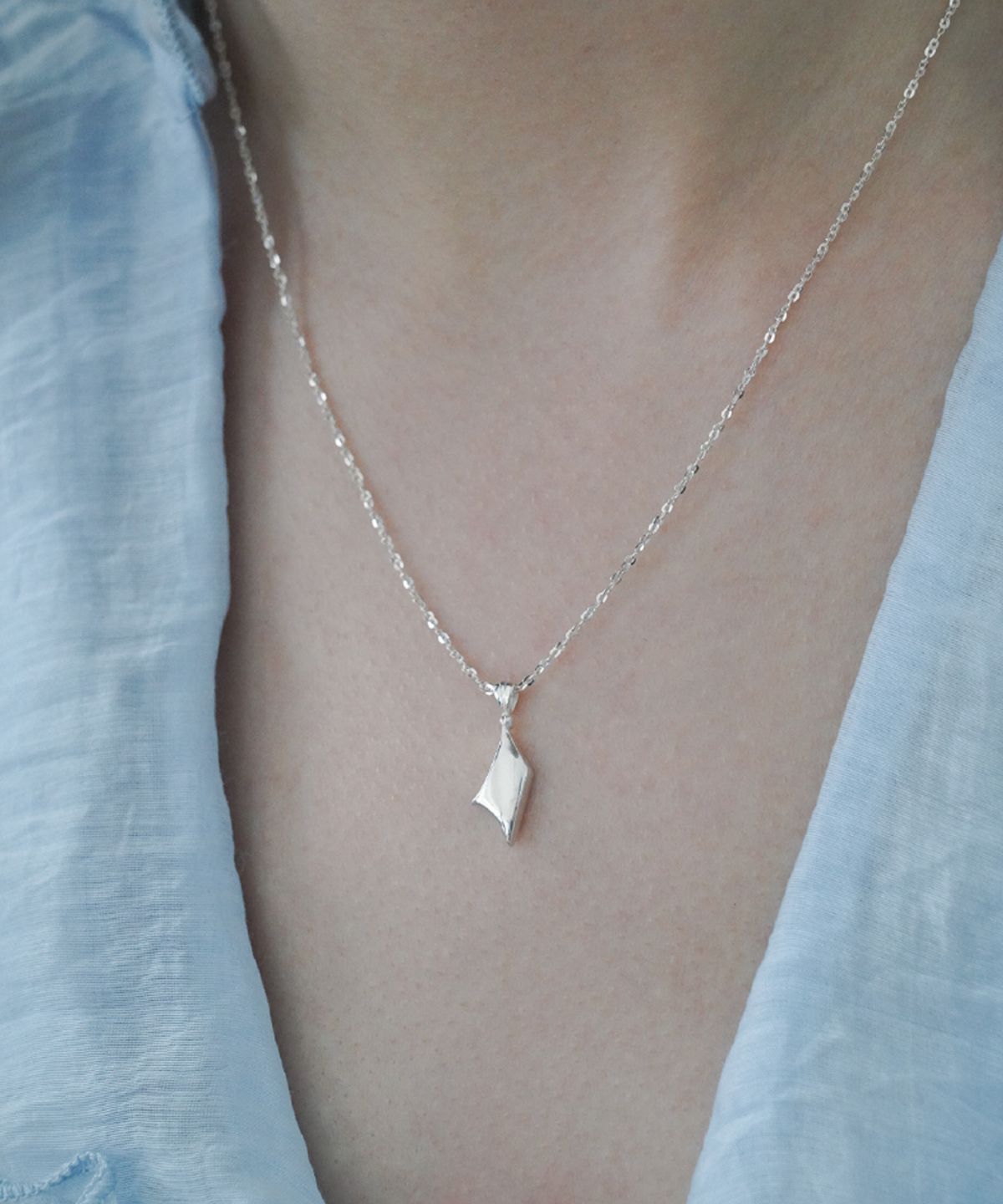 오버그레이(OVERGREY) Mirror Piece Necklace - Silver