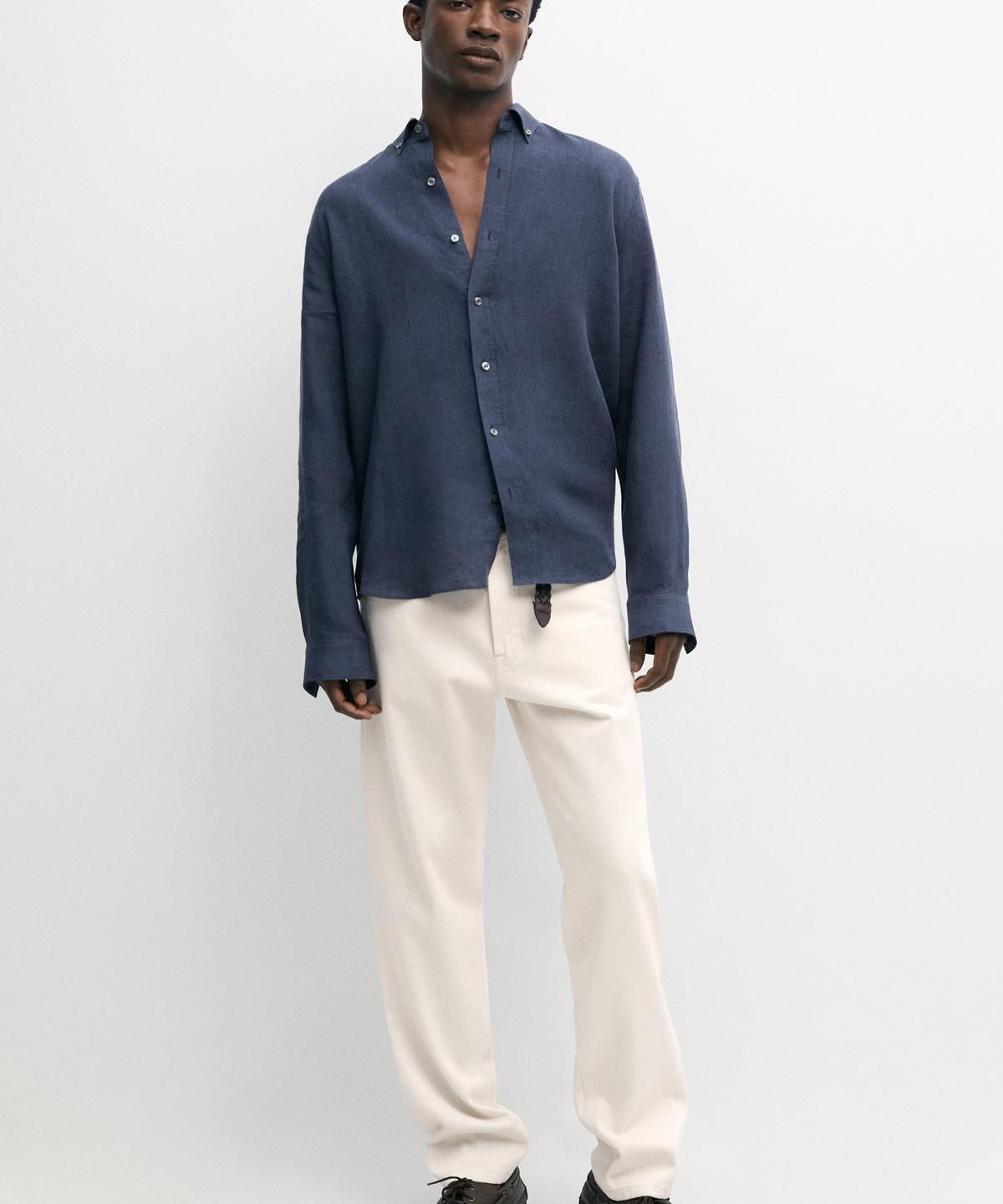 마시모두띠(MASSIMO DUTTI) 100% 린넨 레귤러 핏 셔츠