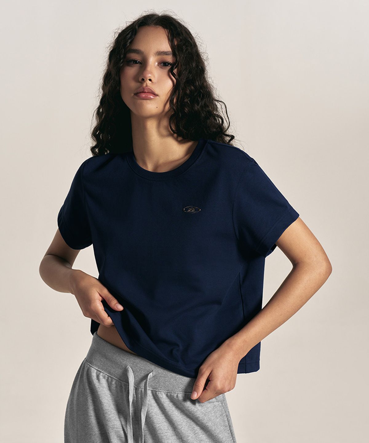 본투윈(BORN TO WIN) W SILVER B BASIC T-SHIRTS [NAVY]