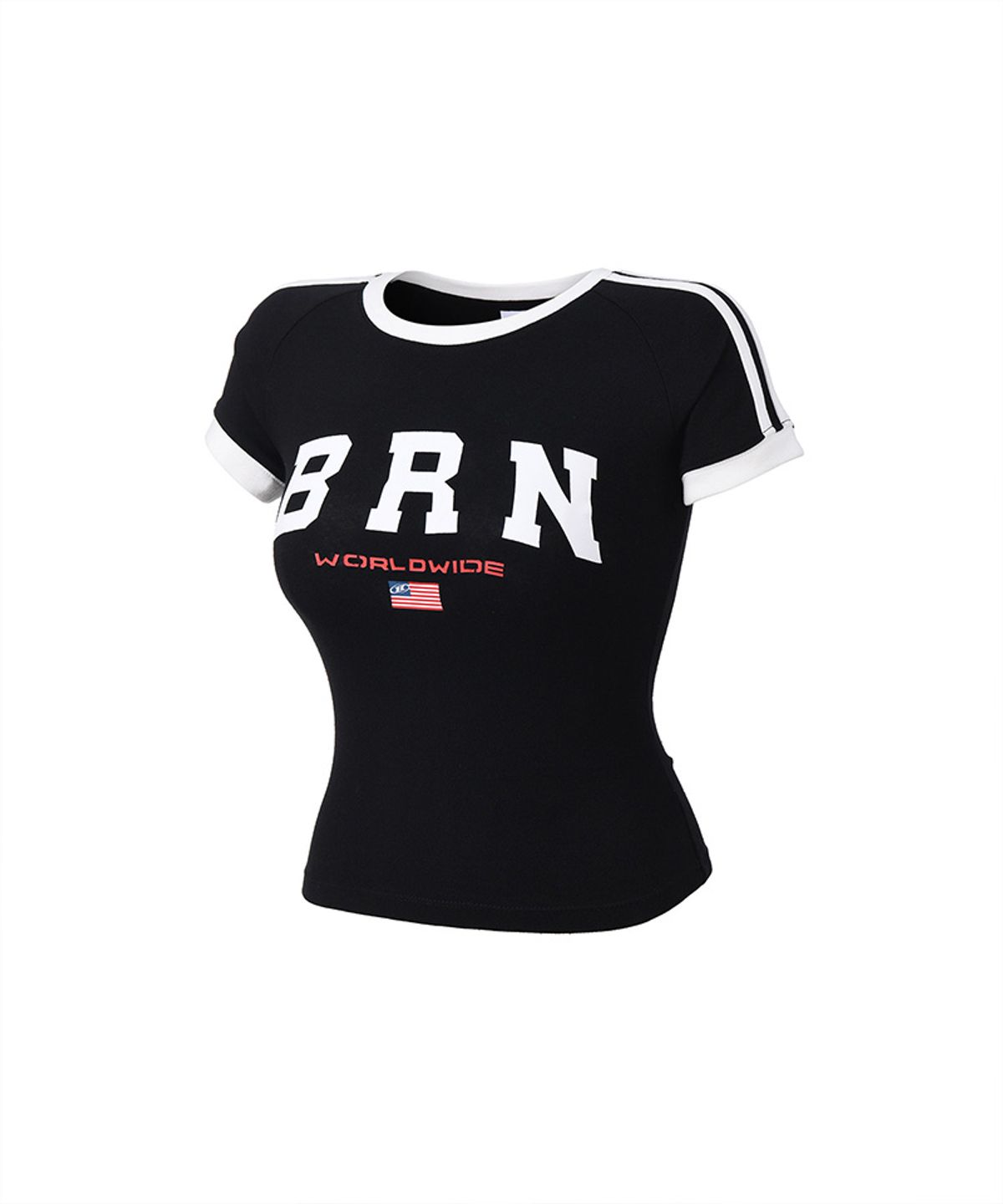 본투윈(BORN TO WIN) W BRN FLAG T-SHIRTS [BLACK]