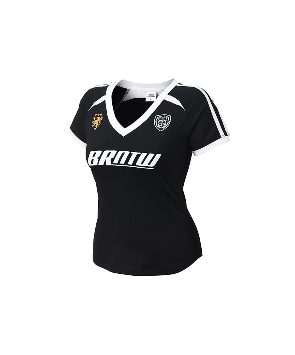 본투윈(BORN TO WIN) W V-NECK FOOTBALL TRACK T-SHIRTS [BLACK]