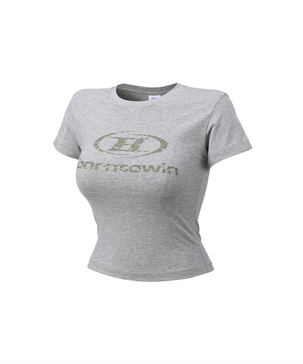 본투윈(BORN TO WIN) W CAMO SYMBOL B LOGO T-SHIRTS [MELANGE GREY]
