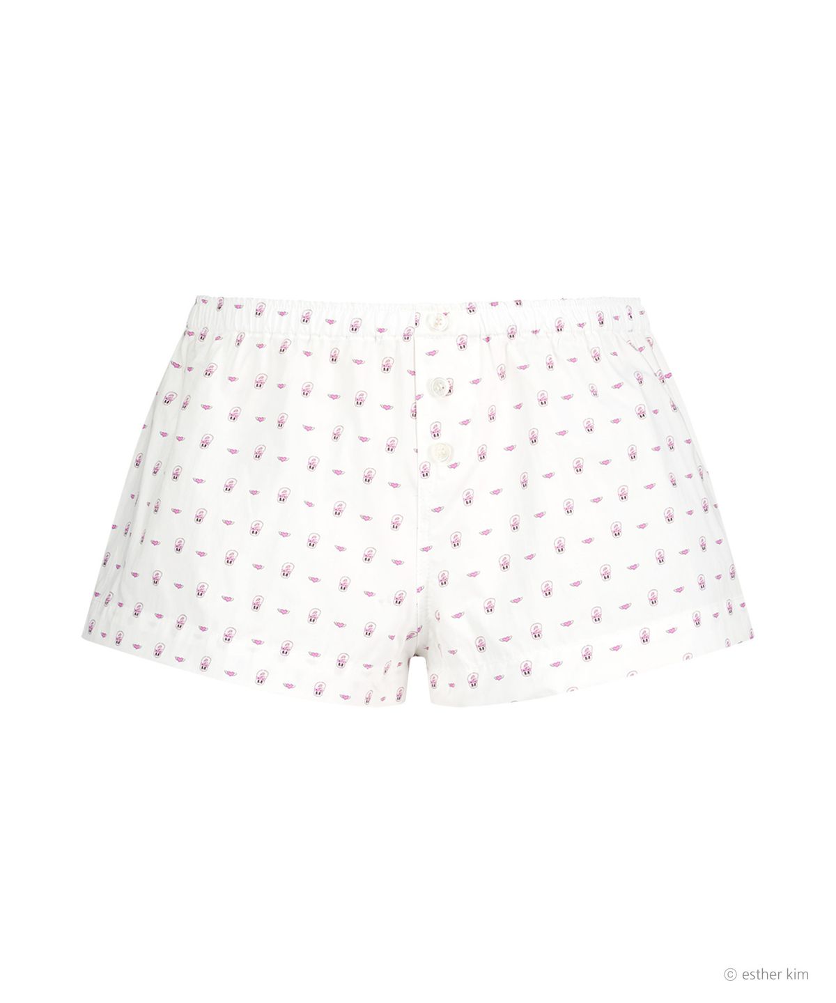 에즈이프 캘리(ASIF CALIE) ESTHER BUNNY X AS IF CALIE MINI PRINT COTTON SHORTS WHITE