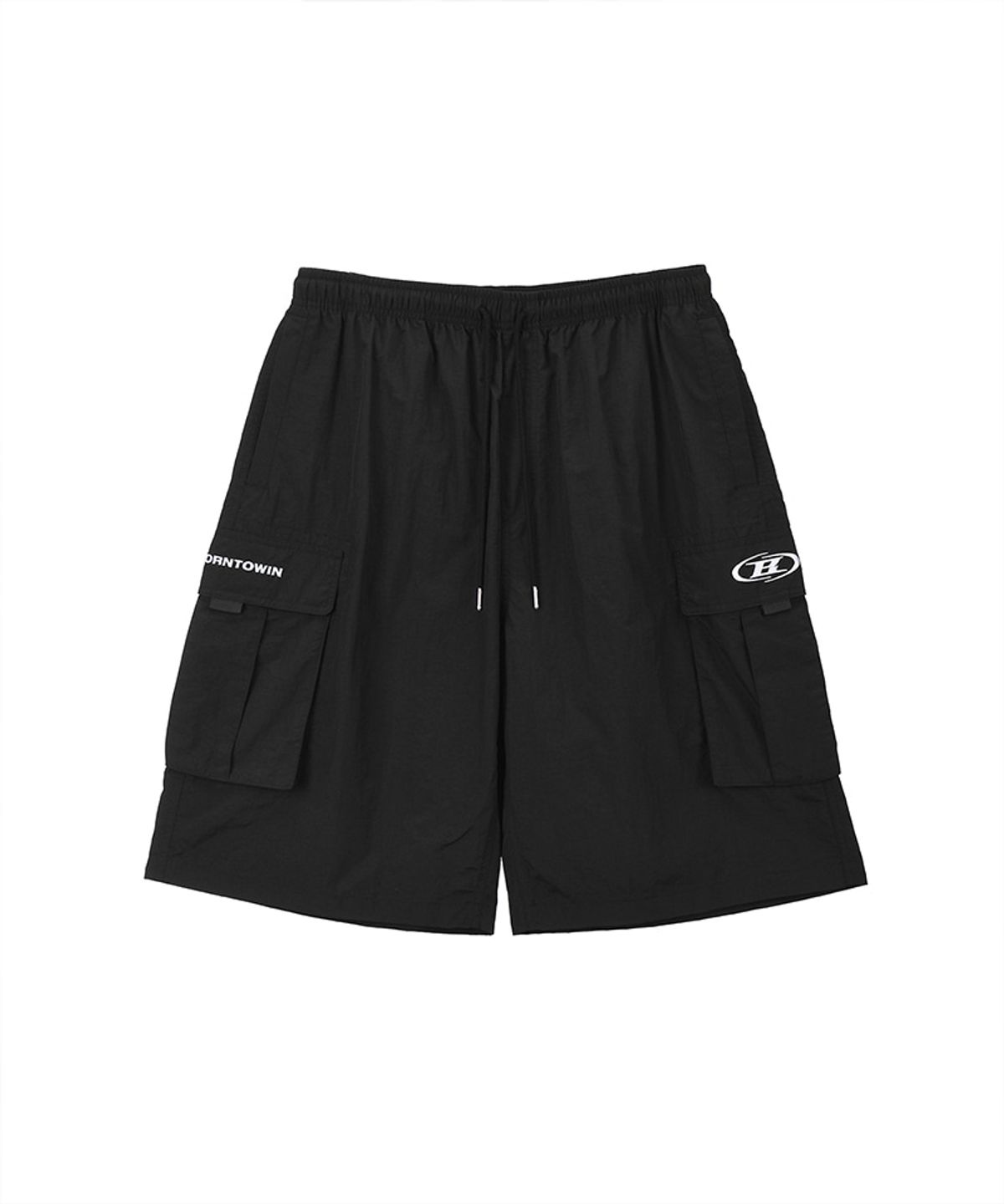 본투윈(BORN TO WIN) SYMBOL LOGO NYLON CARGO BERMUDA PANTS [BLACK]