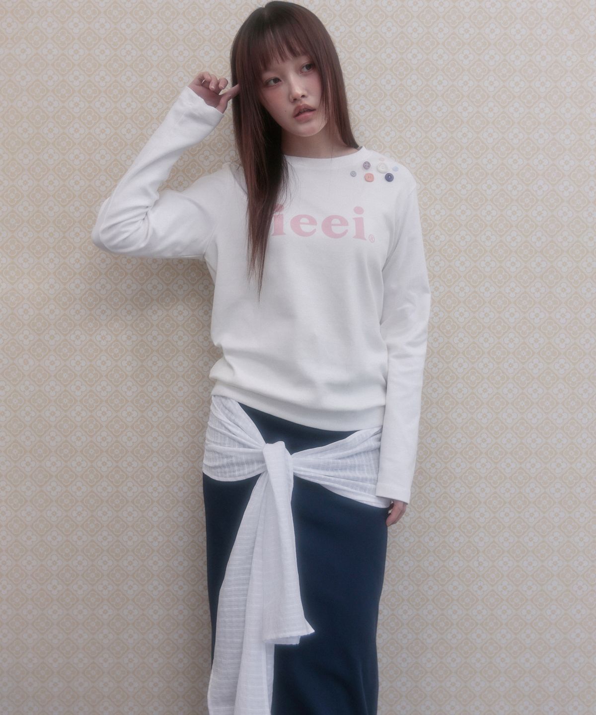 아이이이아이(IEEI) 레이어드 리본 랩 스커트