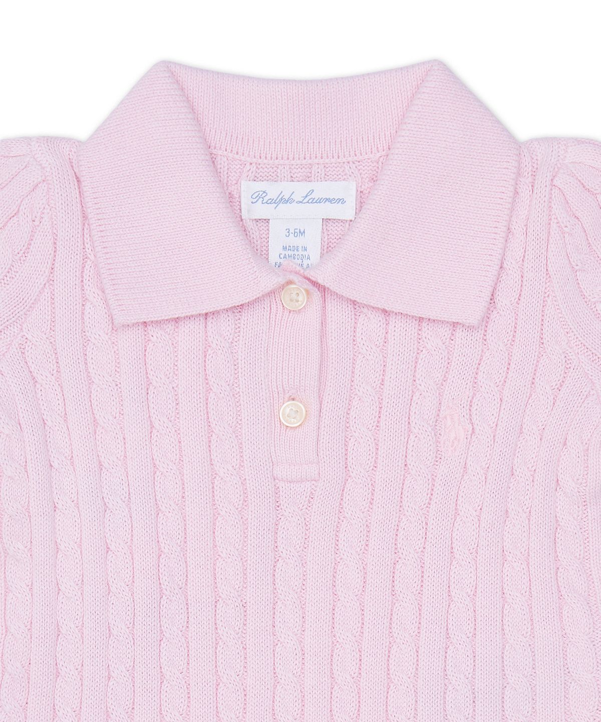 폴로 랄프 로렌 칠드런(POLO RALPH LAUREN CHILDREN) 미니 케이블 코튼 블렌드 폴로 드레스-핑크