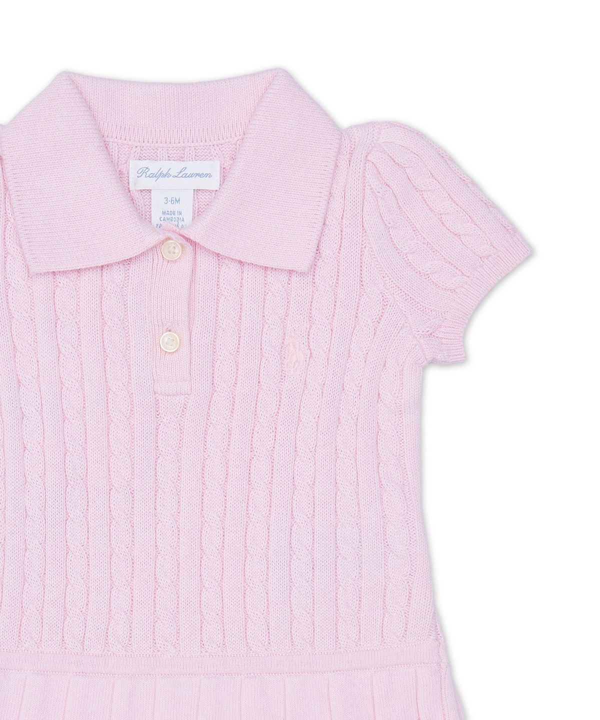 폴로 랄프 로렌 칠드런(POLO RALPH LAUREN CHILDREN) 미니 케이블 코튼 블렌드 폴로 드레스-핑크