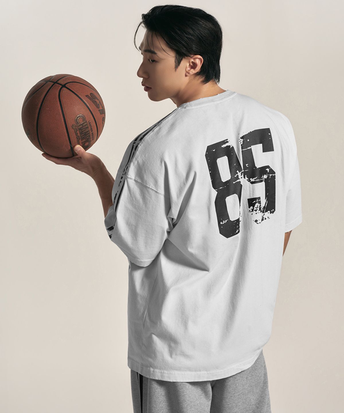 본투윈(BORN TO WIN) CRACK LINE GARMENT DYED T-SHIRTS [OFF WHITE]