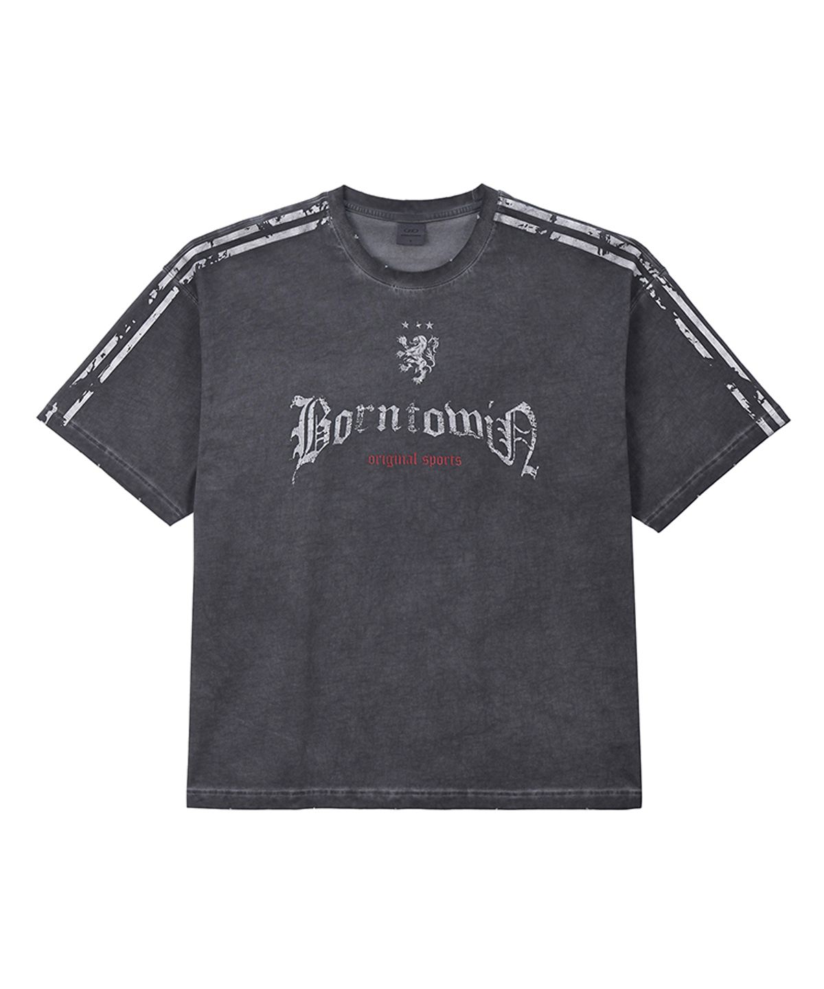 본투윈(BORN TO WIN) CRACK LINE GARMENT DYED T-SHIRTS [CHARCOAL]