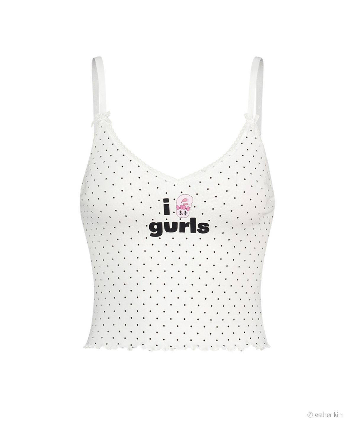 에즈이프 캘리(ASIF CALIE) ESTHER BUNNY X AS IF CALIE BUNNY GURLS DOT SLEEVELESS WHITE