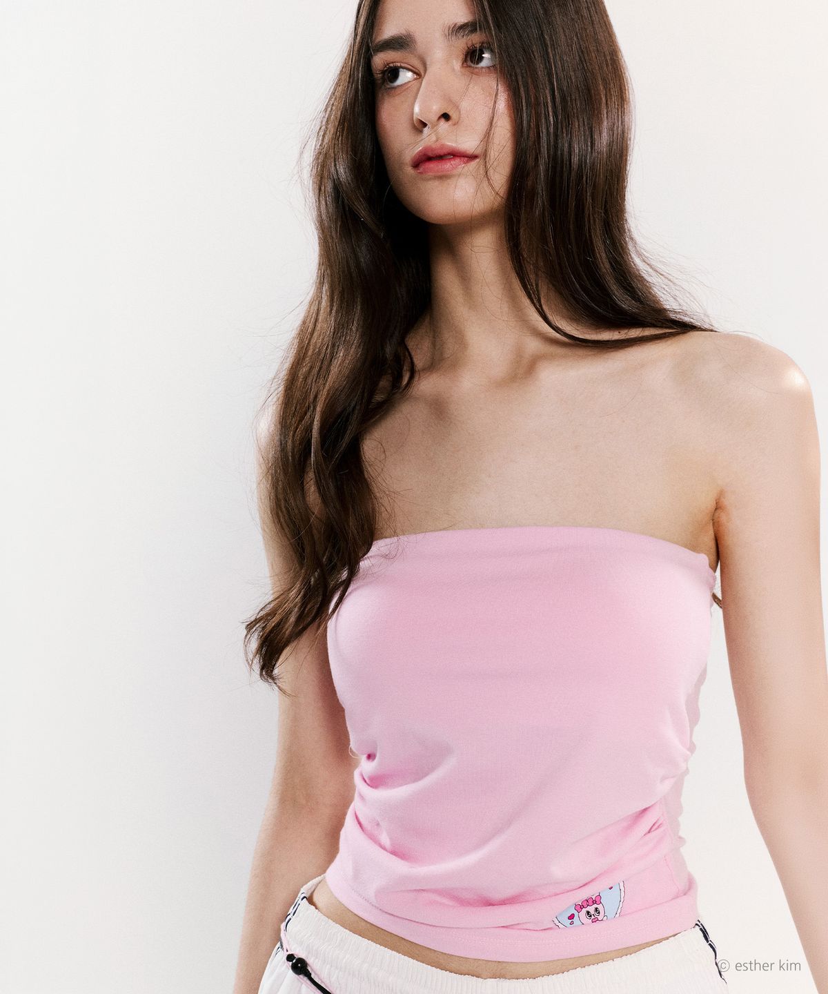 에즈이프 캘리(ASIF CALIE) ESTHER BUNNY X AS IF CALIE HEART BUNNY PADDED TUBE TOP PINK