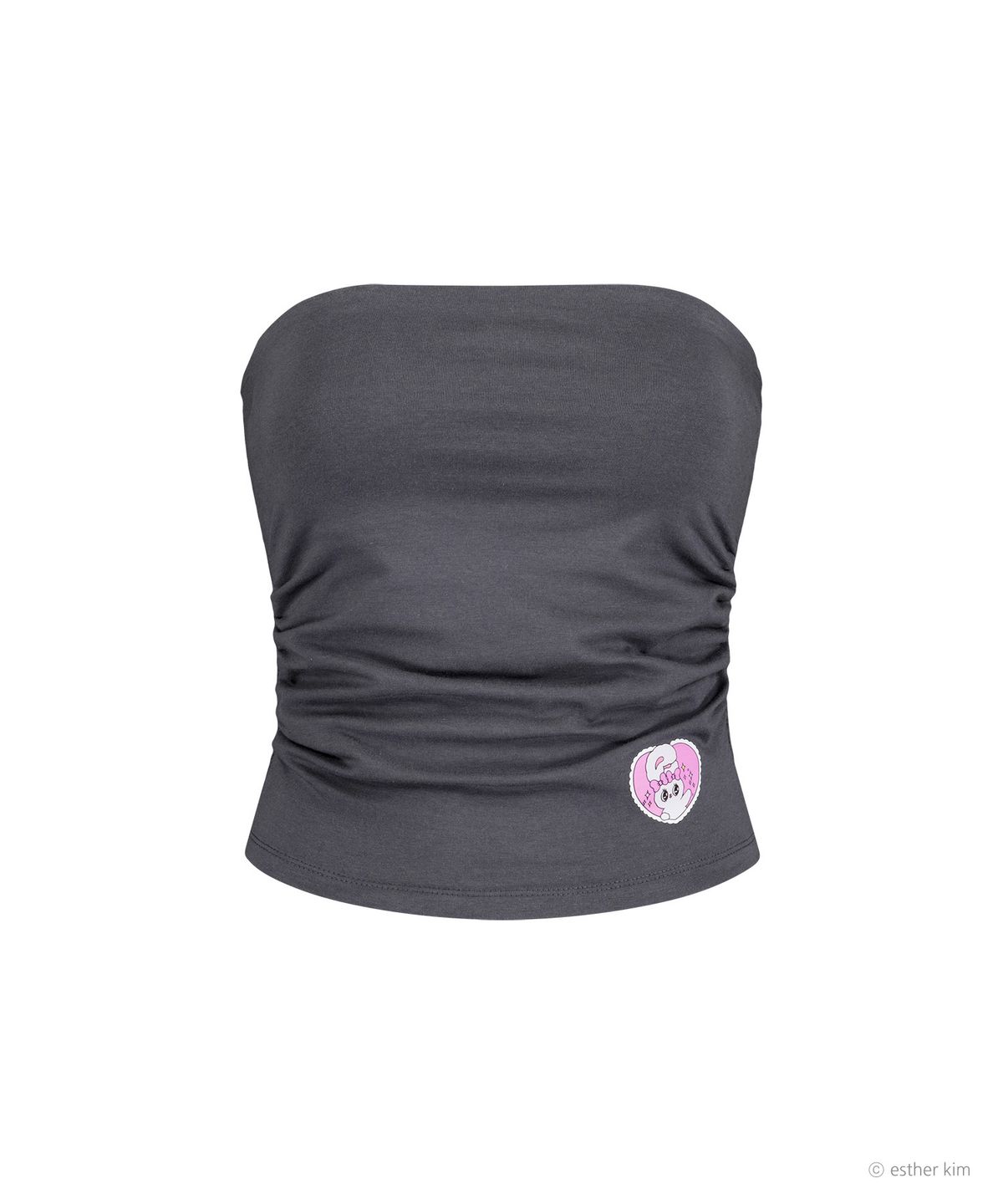 에즈이프 캘리(ASIF CALIE) ESTHER BUNNY X AS IF CALIE HEART BUNNY PADDED TUBE TOP CHARCOAL