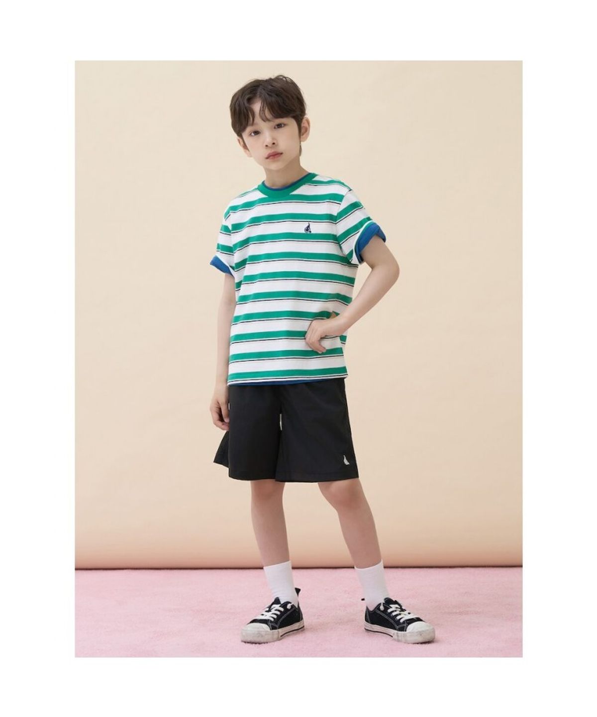 빈폴 키즈(BEANPOLE KIDS) 핫썸머 반소매 티셔츠 2PACK 상하세트  그린 (BI6442U03M)