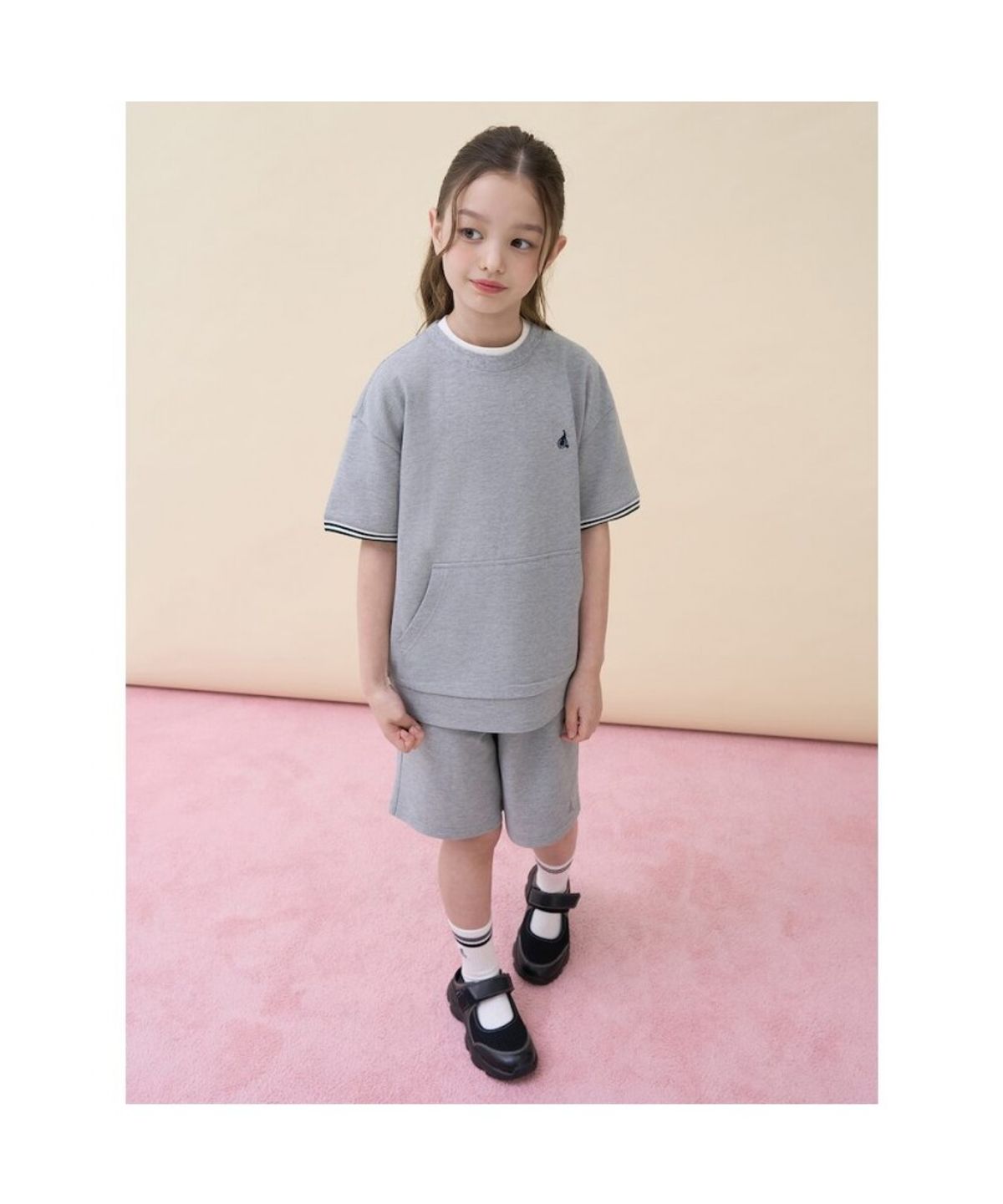 빈폴 키즈(BEANPOLE KIDS) 캥거루 포켓 피케 상하 세트  그레이 (BI6442U063)