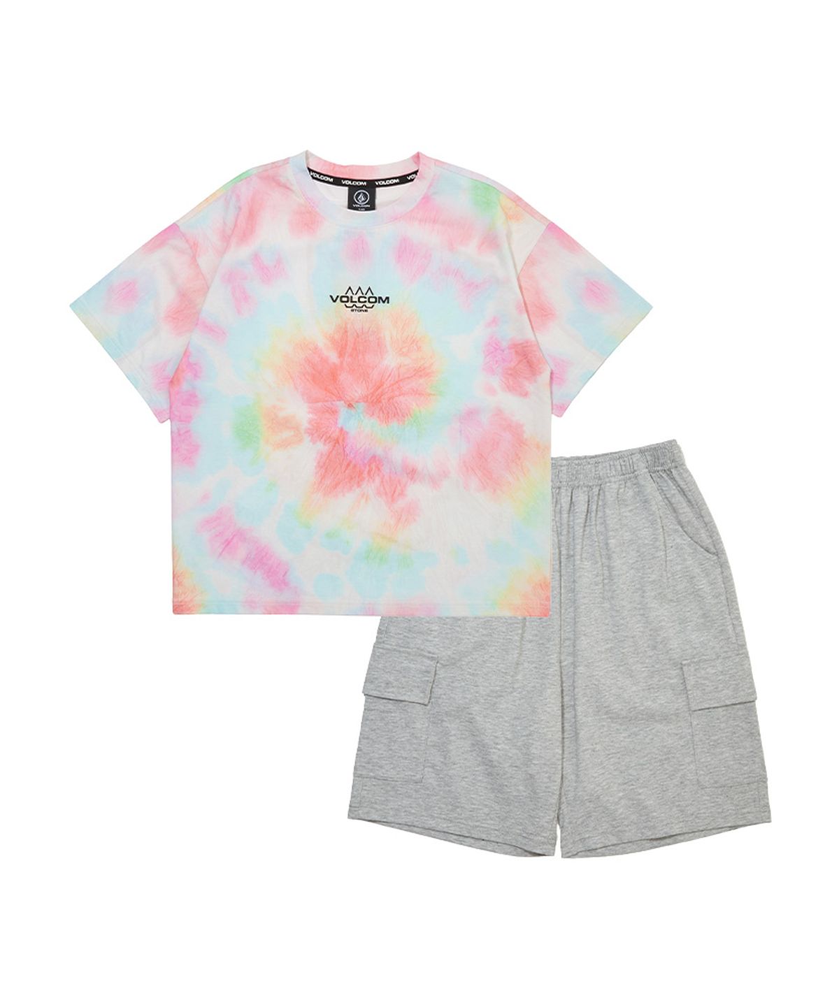 볼컴 키즈(VOLCOM KIDS) 쿨스킨 카고 타이다이 셋업 D6M013
