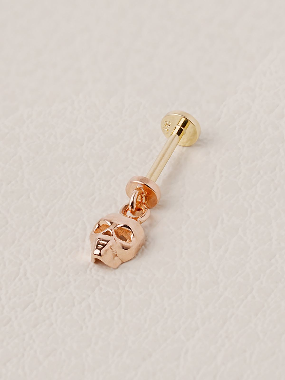 미니멀피어싱(MINIMALPIERCING) [0.8mm]14K 인터널 해골 드롭 라블렛 피어싱 귀걸이