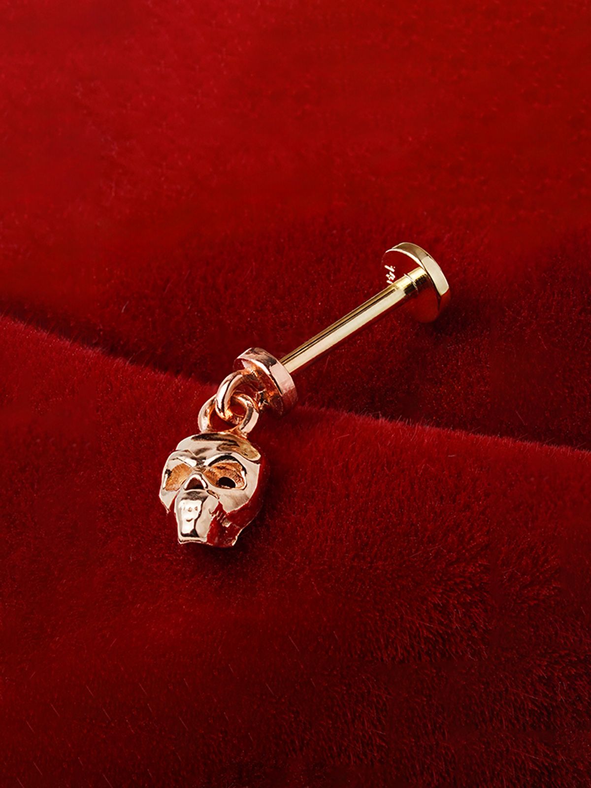 미니멀피어싱(MINIMALPIERCING) [0.8mm]14K 인터널 해골 드롭 라블렛 피어싱 귀걸이
