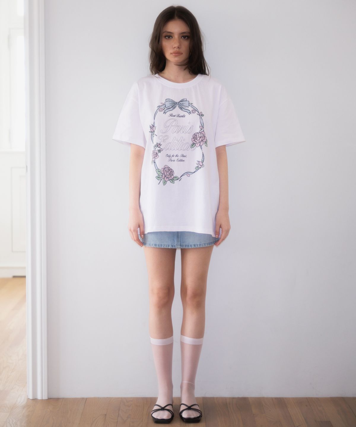 로제프란츠(ROSEFRANTZ) Vintage Floral Frame T-shirt [White]