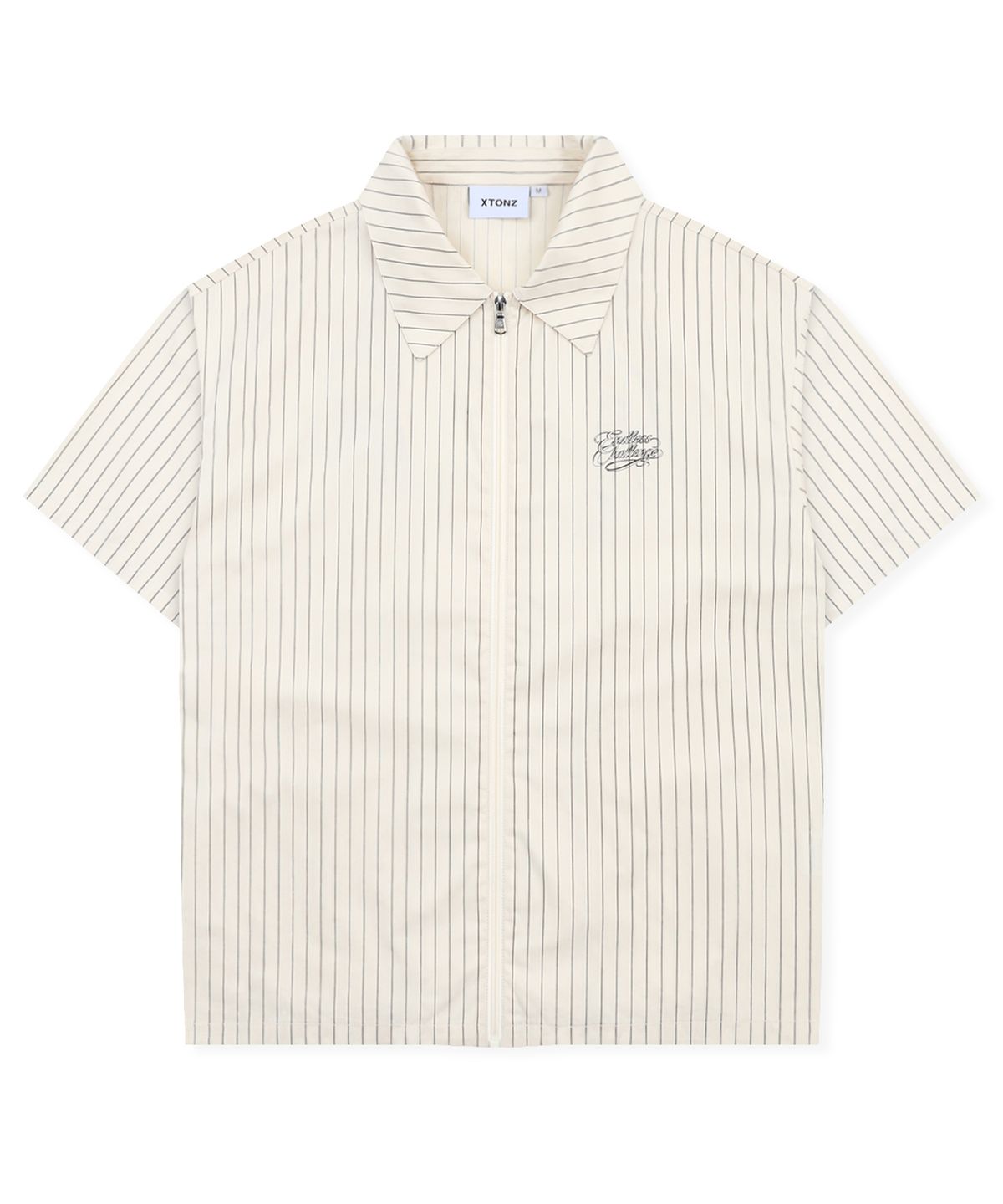 엑스톤즈(XTONZ) XTS043 핀 스트라이프 크롭 셔츠 (CREAM)