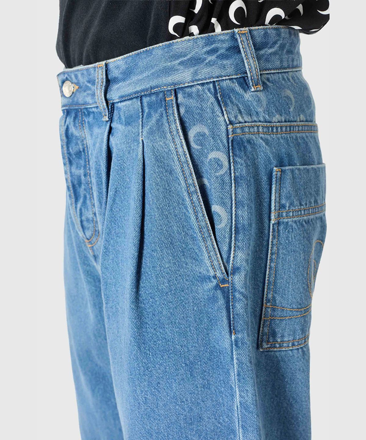 마린 세르(MARINE SERRE) (M) 데님 스트레이트 진 라이트 블루 LIGHT BLUE DENIM STRAIGHT JEANS BL05 LIGHT BLUE