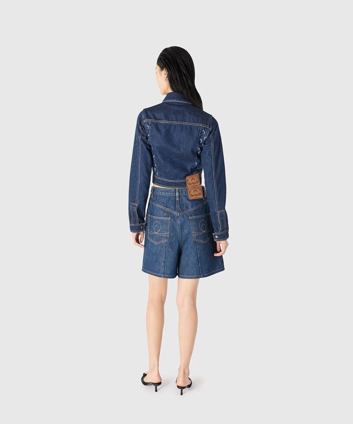 마린 세르(MARINE SERRE) (W) 데님 쇼츠 미드나잇 블루 MIDNIGHT BLUE DENIM SHORTS BL80 MIDNIGHT BLUE