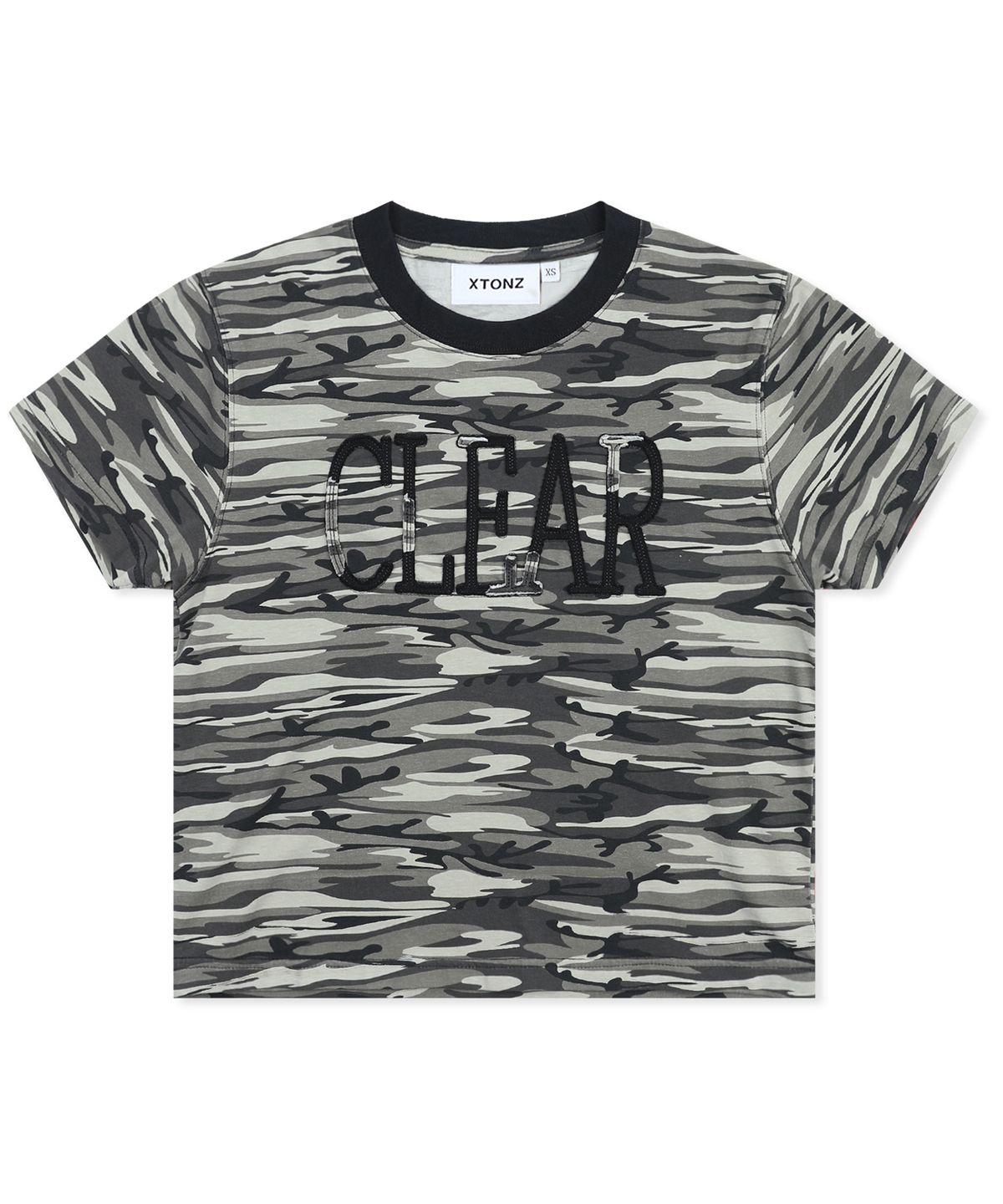 엑스톤즈(XTONZ) XTT159 컷오프 아플리케 카모 티셔츠 (BLACK/CAMO)