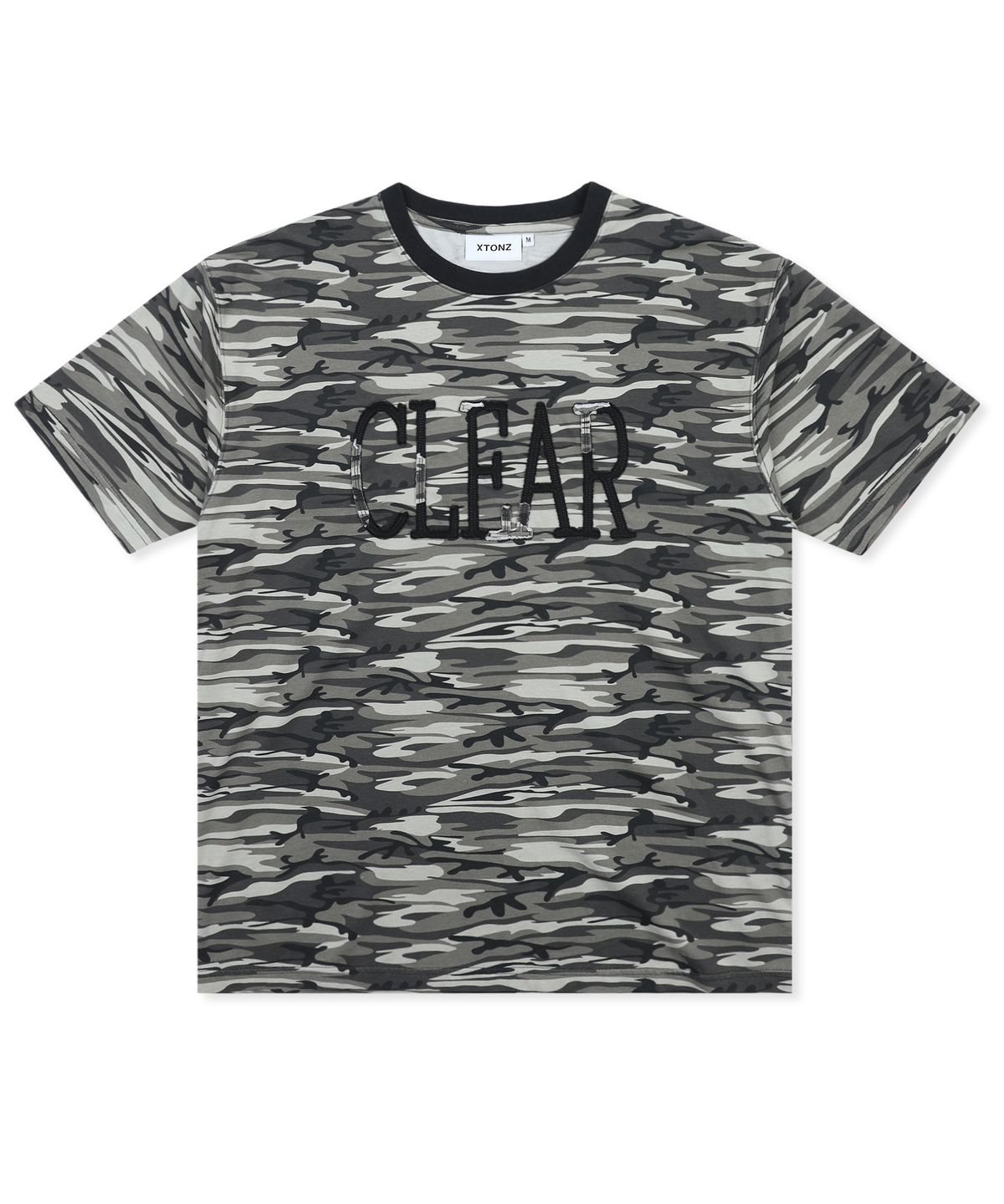 엑스톤즈(XTONZ) XTT159 컷오프 아플리케 카모 티셔츠 (BLACK/CAMO)