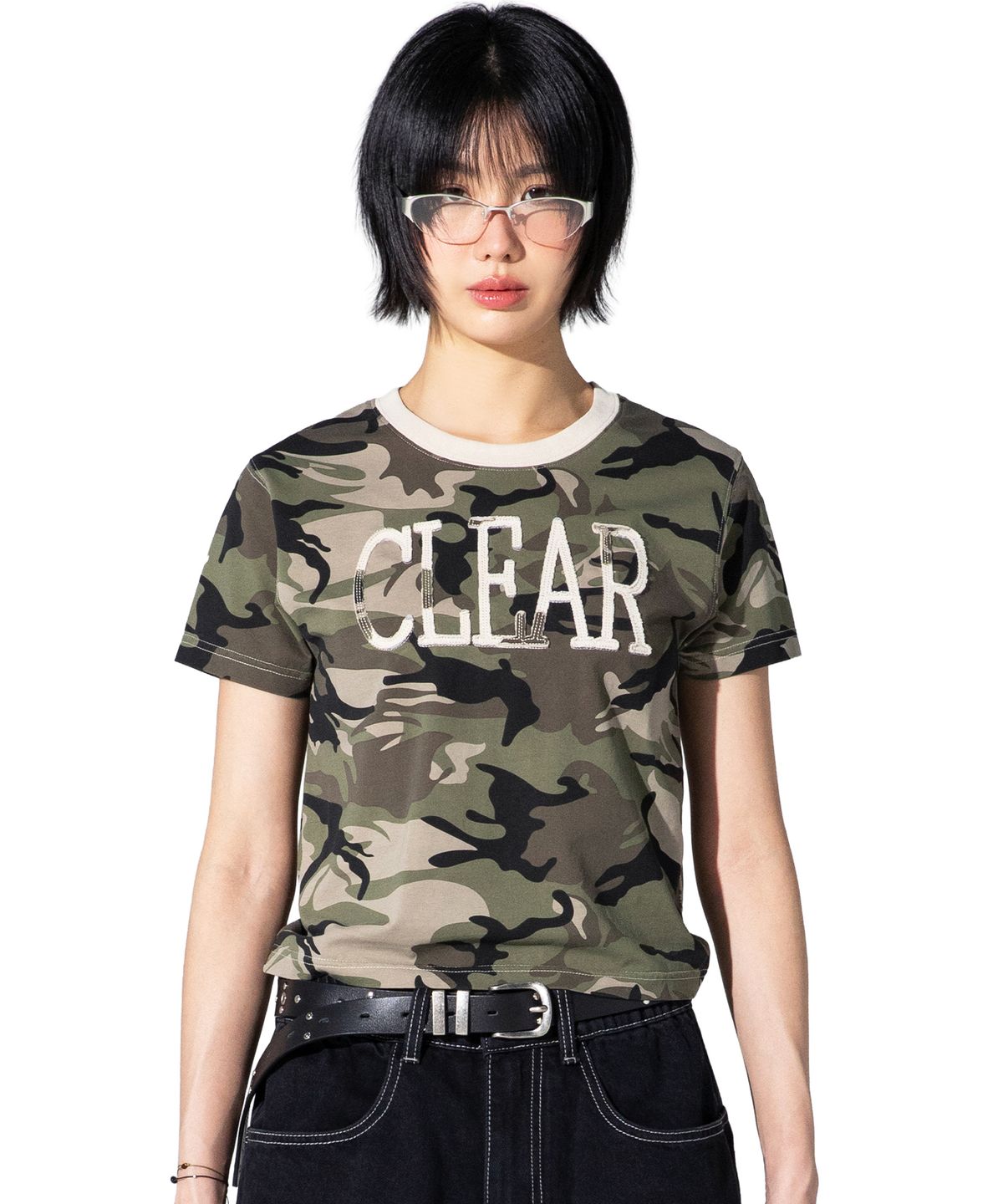 엑스톤즈(XTONZ) XTT159 컷오프 아플리케 카모 티셔츠 (CAMO)