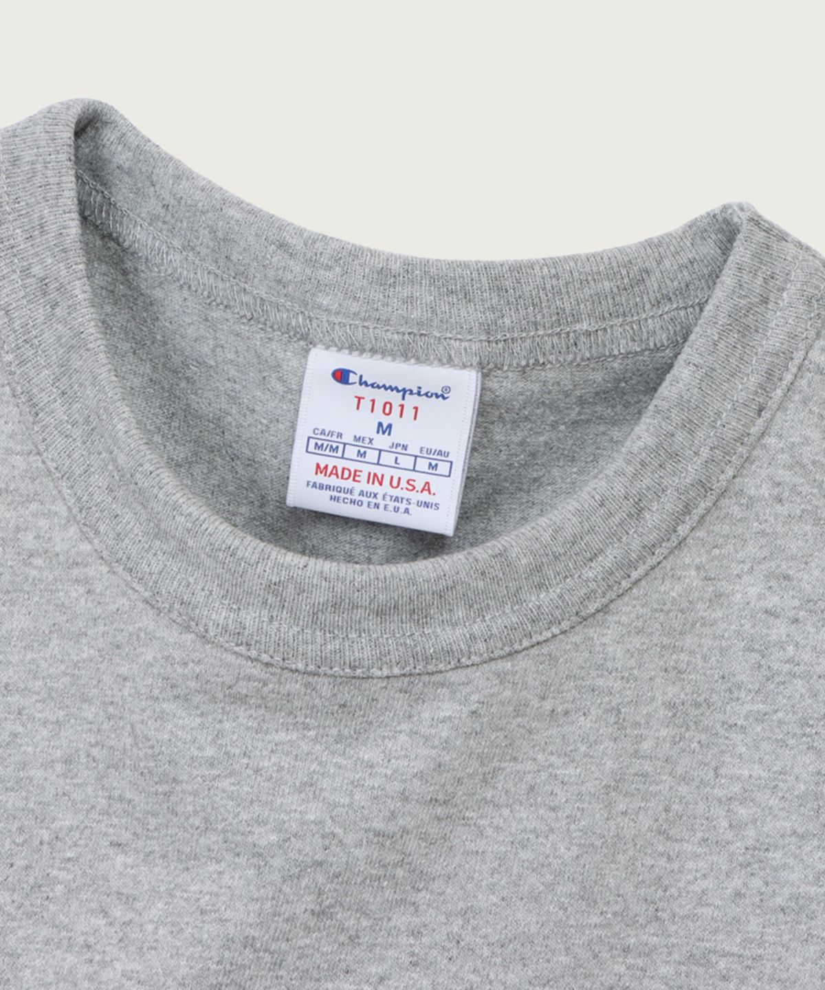 챔피온(CHAMPION) T1011 헤비웨이트 포켓 티셔츠 Grey (Made in USA)