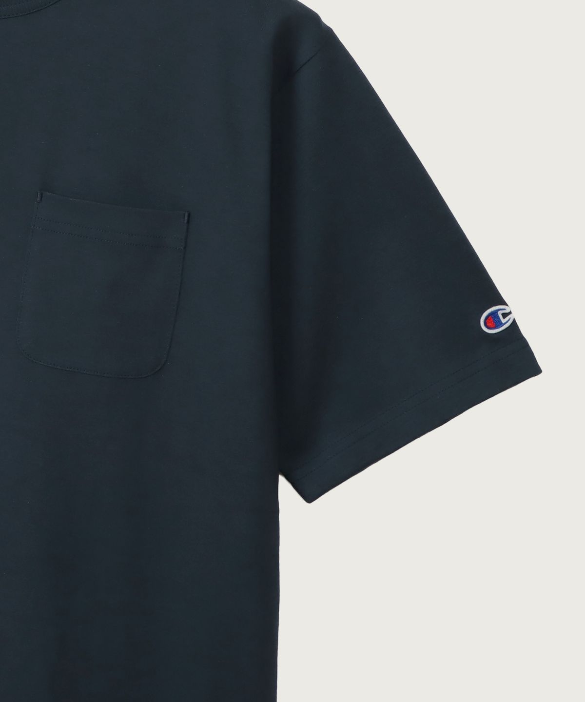 챔피온(CHAMPION) T1011 헤비웨이트 포켓 티셔츠 Navy (Made in USA)