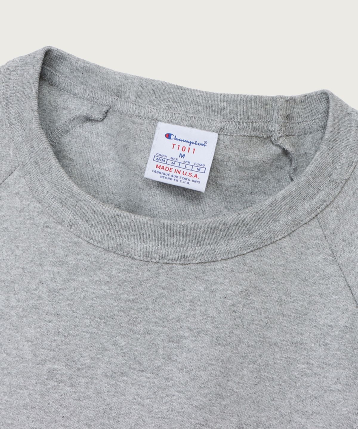 챔피온(CHAMPION) T1011 헤비웨이트 래글런 7부 슬리브 티셔츠 Grey (Made in USA)