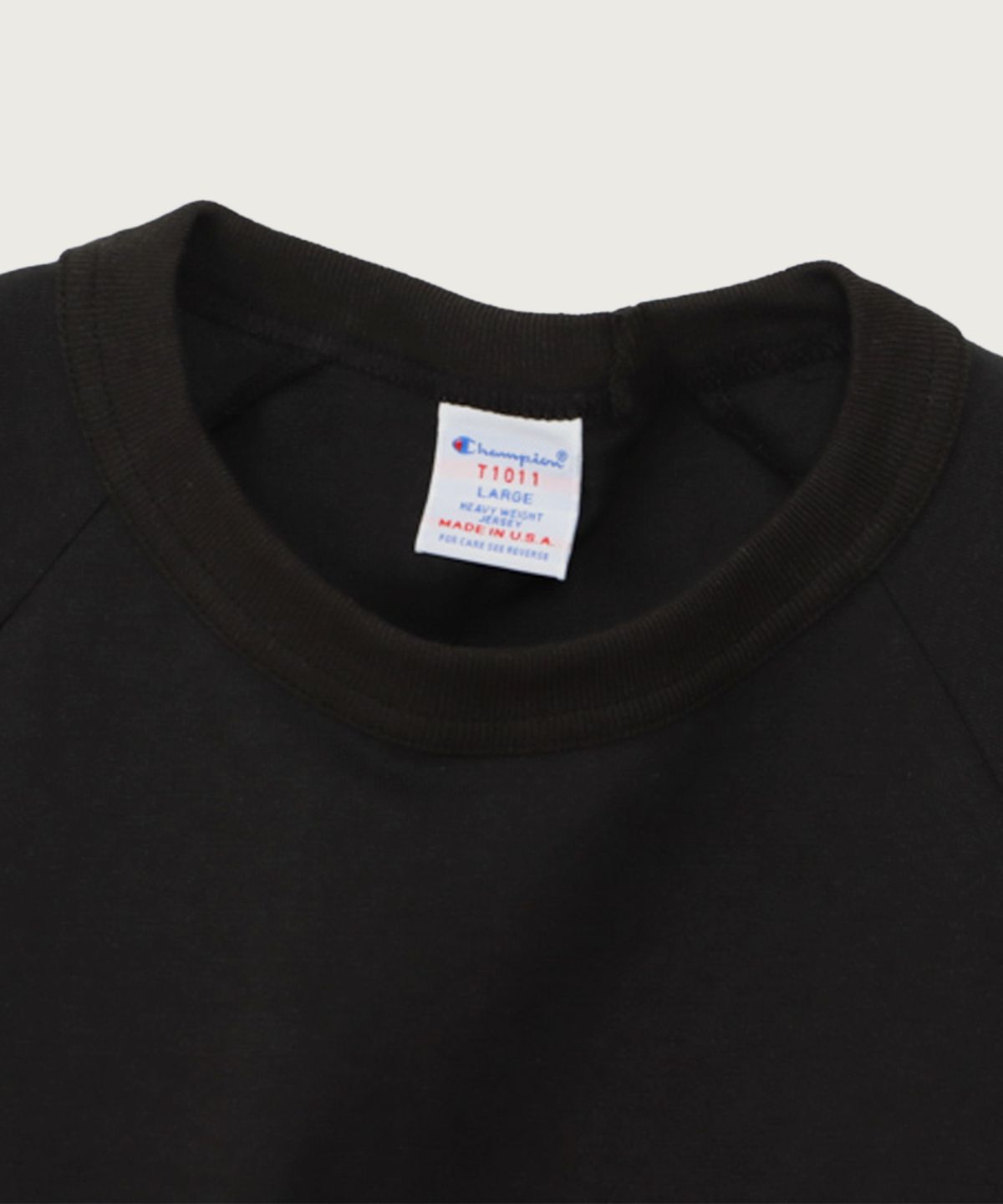 챔피온(CHAMPION) T1011 헤비웨이트 래글런 7부 슬리브 티셔츠 Black (Made in USA)