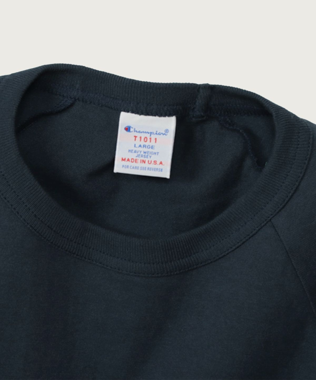 챔피온(CHAMPION) T1011 헤비웨이트 래글런 7부 슬리브 티셔츠 Navy (Made in USA)