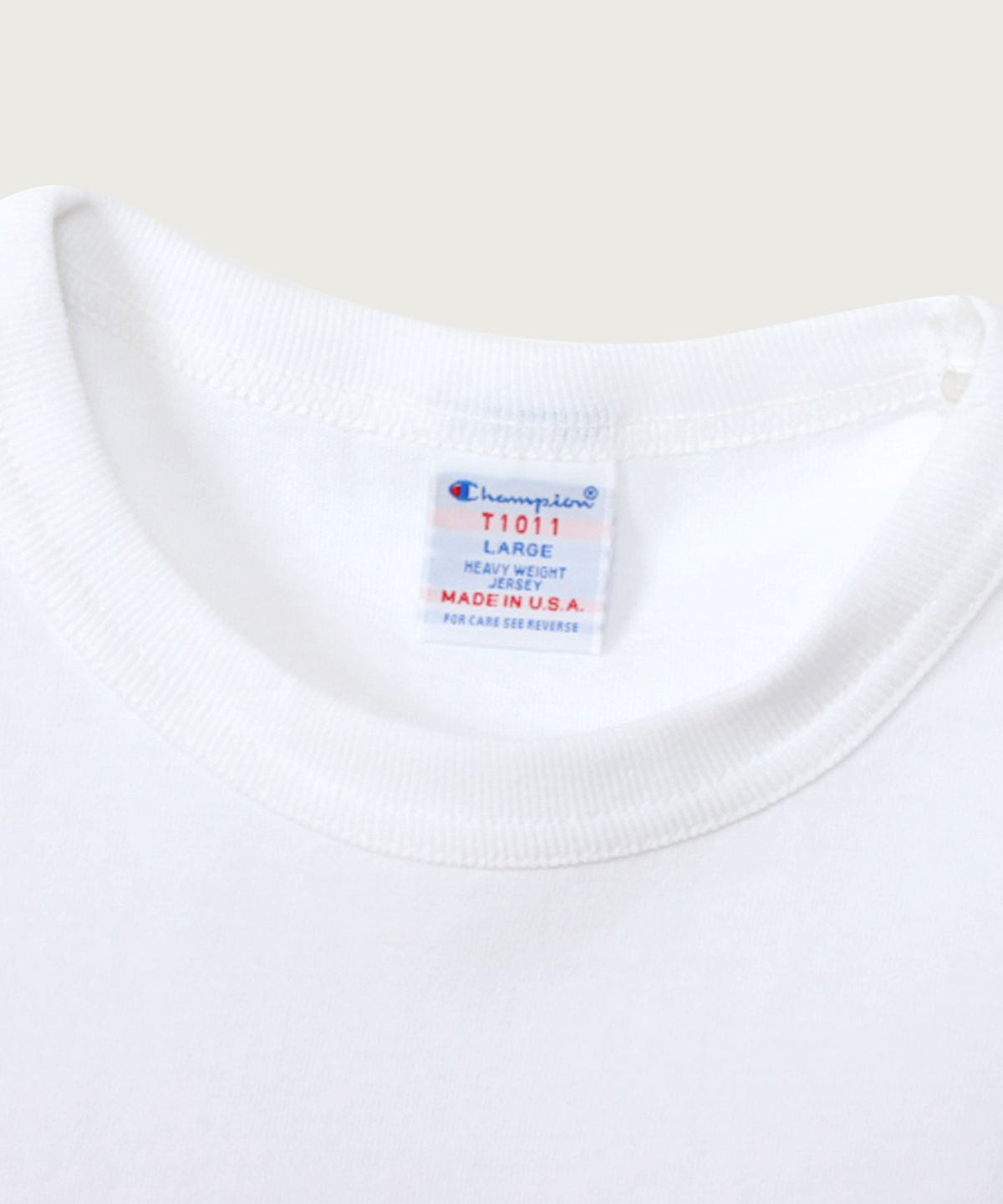 챔피온(CHAMPION) T1011 헤비웨이트 래글런 롱슬리브 티셔츠 White (Made in USA)