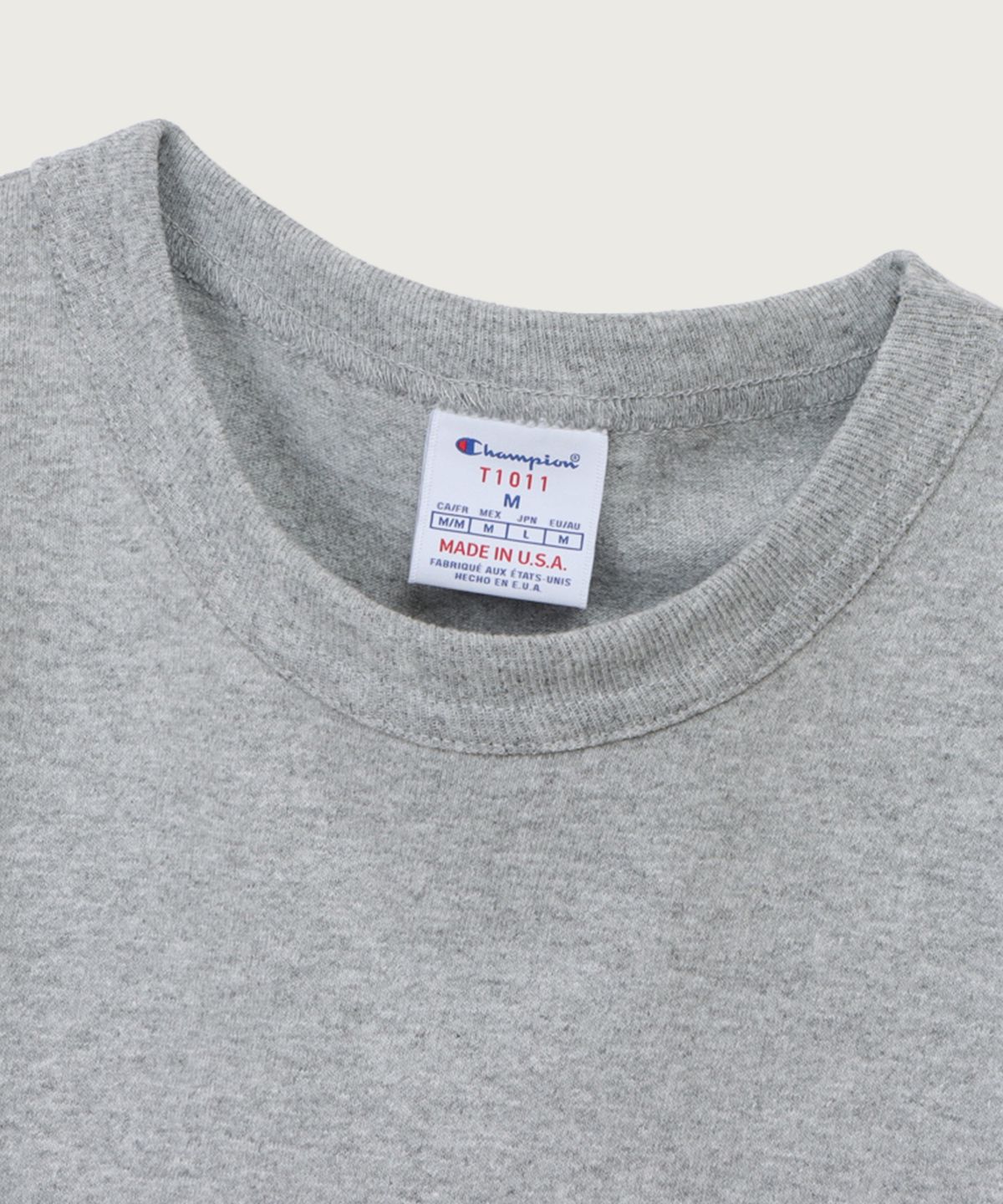 챔피온(CHAMPION) T1011 헤비웨이트 래글런 롱슬리브 티셔츠 Grey (Made in USA)