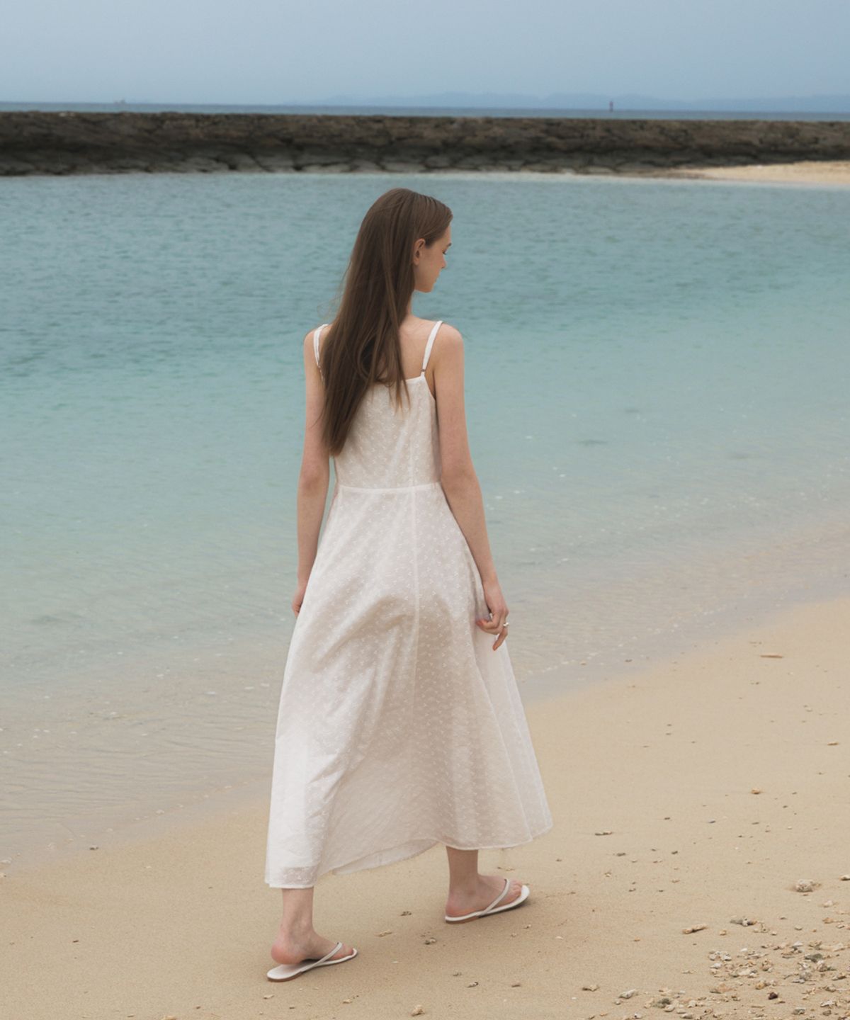 드헤베(DEHEVE) Floral Jacquard Dress [Ivory]