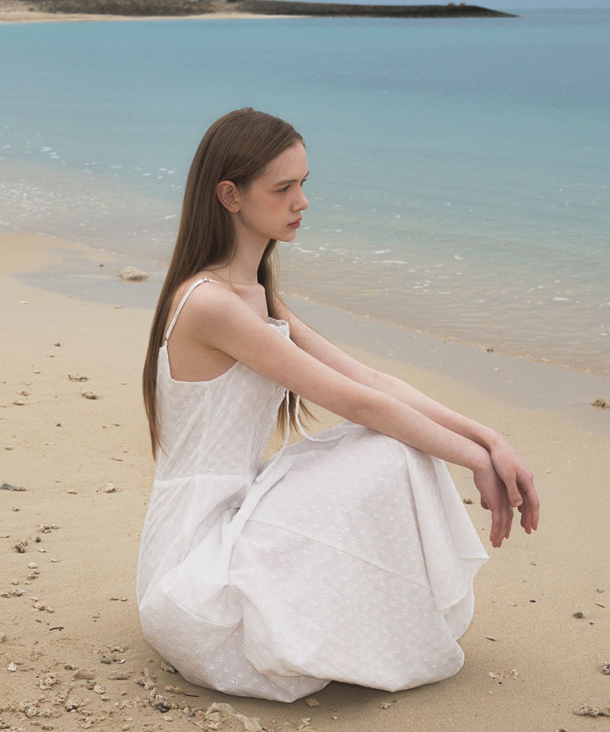 드헤베(DEHEVE) Floral Jacquard Dress [Ivory]