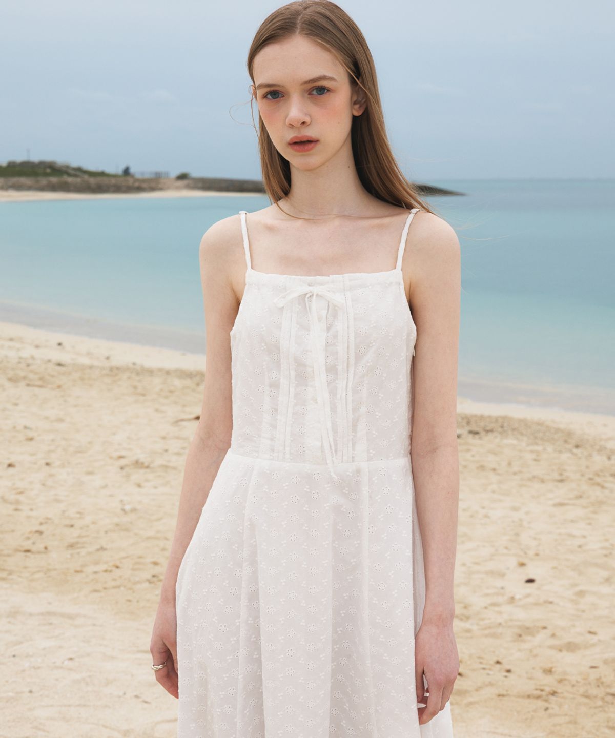 드헤베(DEHEVE) Floral Jacquard Dress [Ivory]