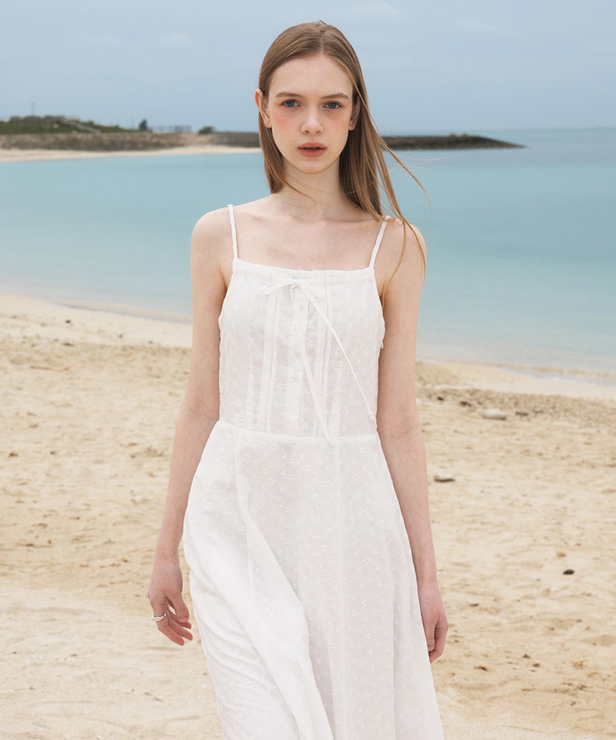 드헤베(DEHEVE) Floral Jacquard Dress [Ivory]